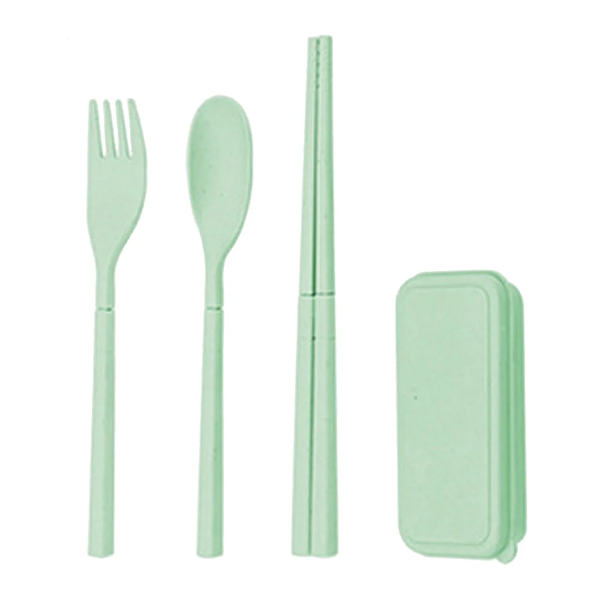 4 Pack Wheat Straw Collapsible Travel Cutlery Set with Case