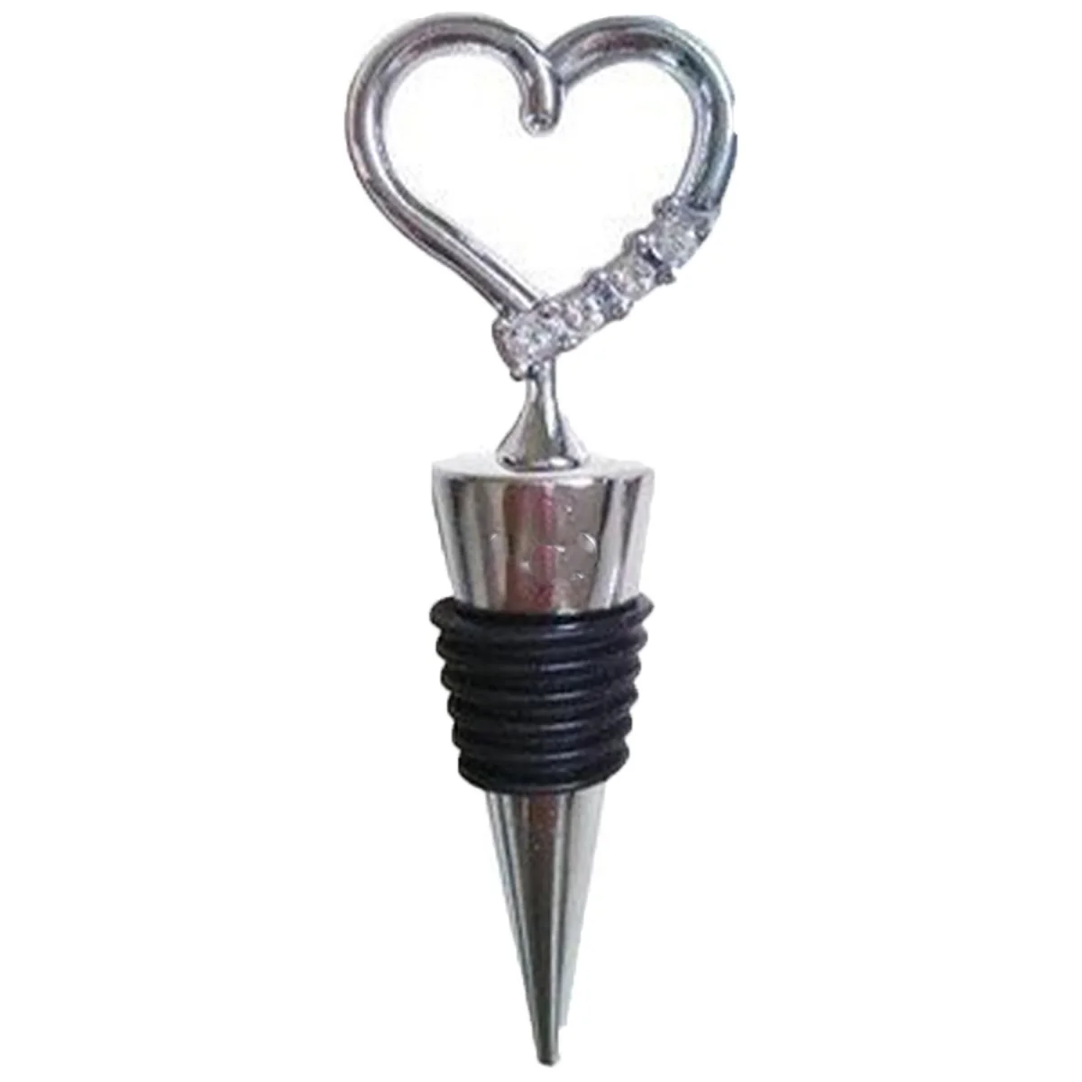 Heart Shaped Wine Stopper with 3 Diamond Accents
