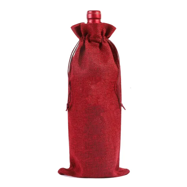 Natural Jute Burlap Wine Bottle Bags with Drawstring