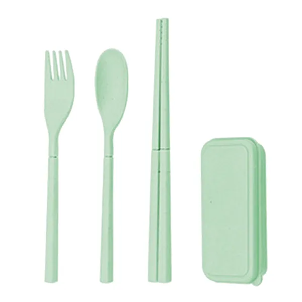 4 Pack Wheat Straw Collapsible Travel Cutlery Set with Case