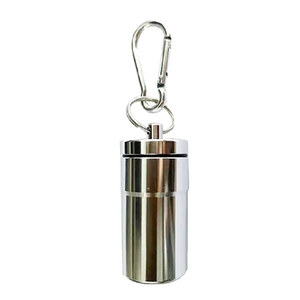 Compact Aluminum Pill Container Keychain