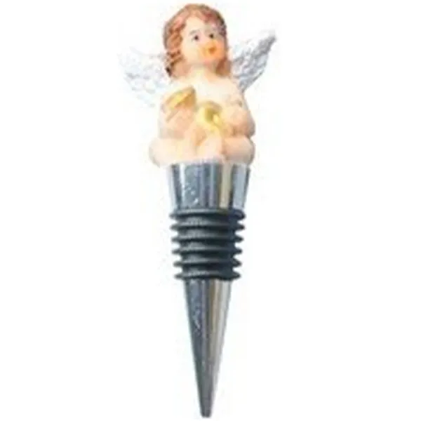 Set of 4 Winged Angel Wine Bottle Toppers with Cork