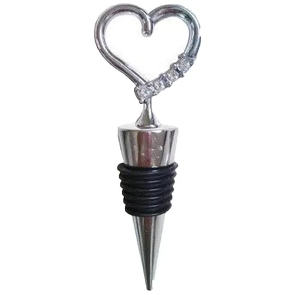 Heart Shaped Wine Stopper with 3 Diamond Accents