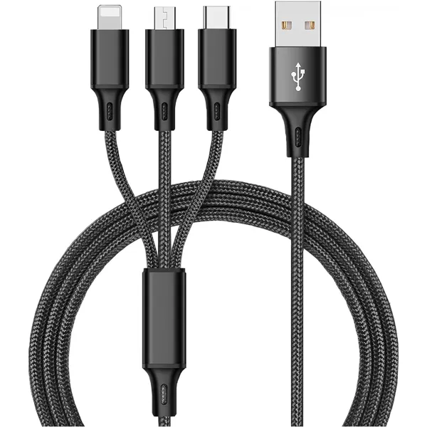 3-in-1 Braided Nylon wired charging Cable compact charging reversible charging 8