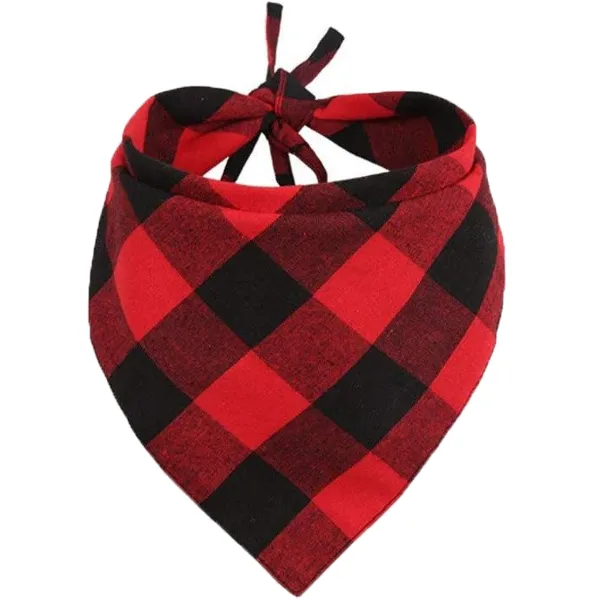 Classic Plaid Dog Bandana Soft Cotton Handcrafted