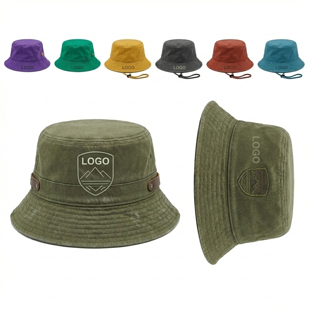 Adventure-Class Leather-Accented Bucket Sun Hat