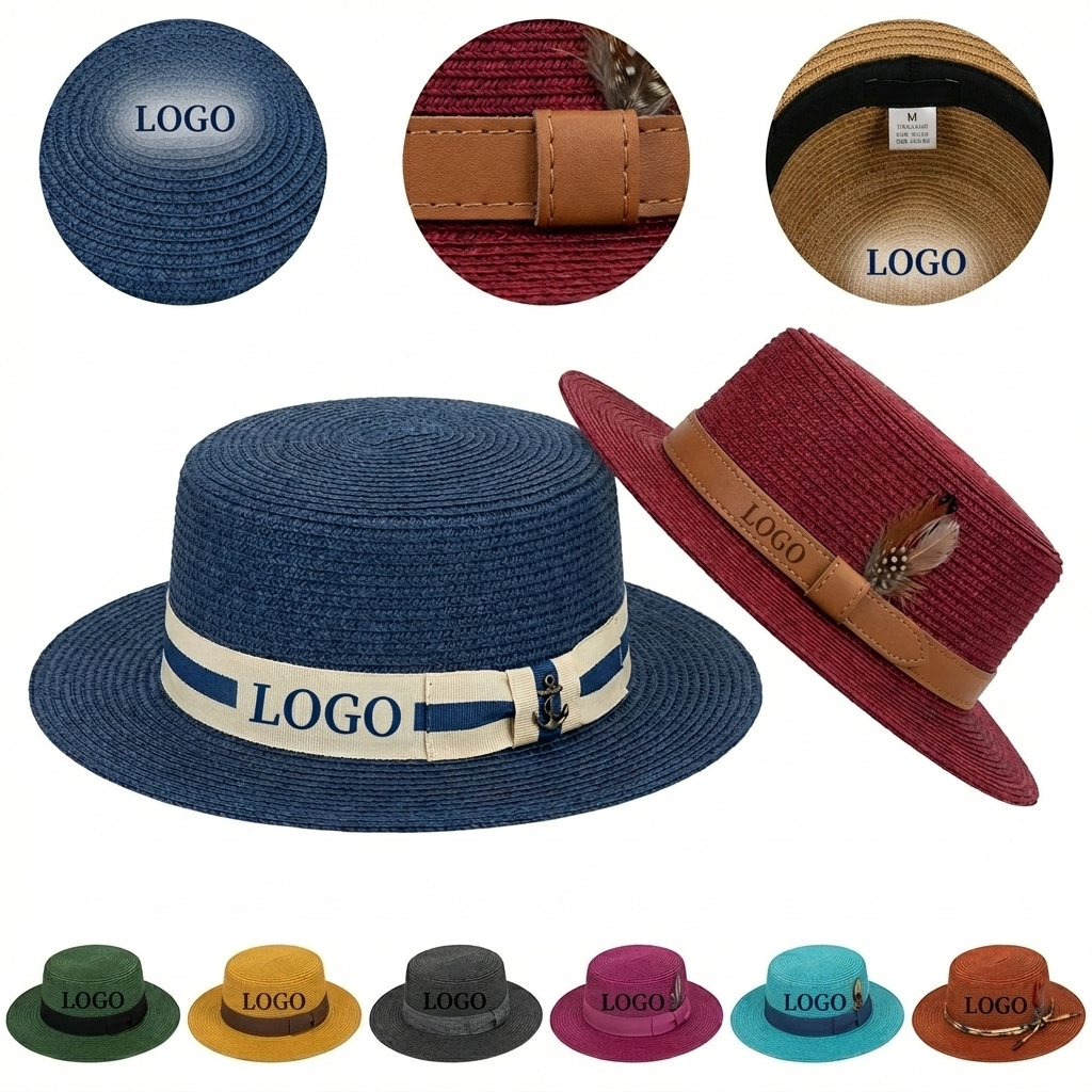 Classic Unisex Boater Hat with Wide Brim in Assorted Colors